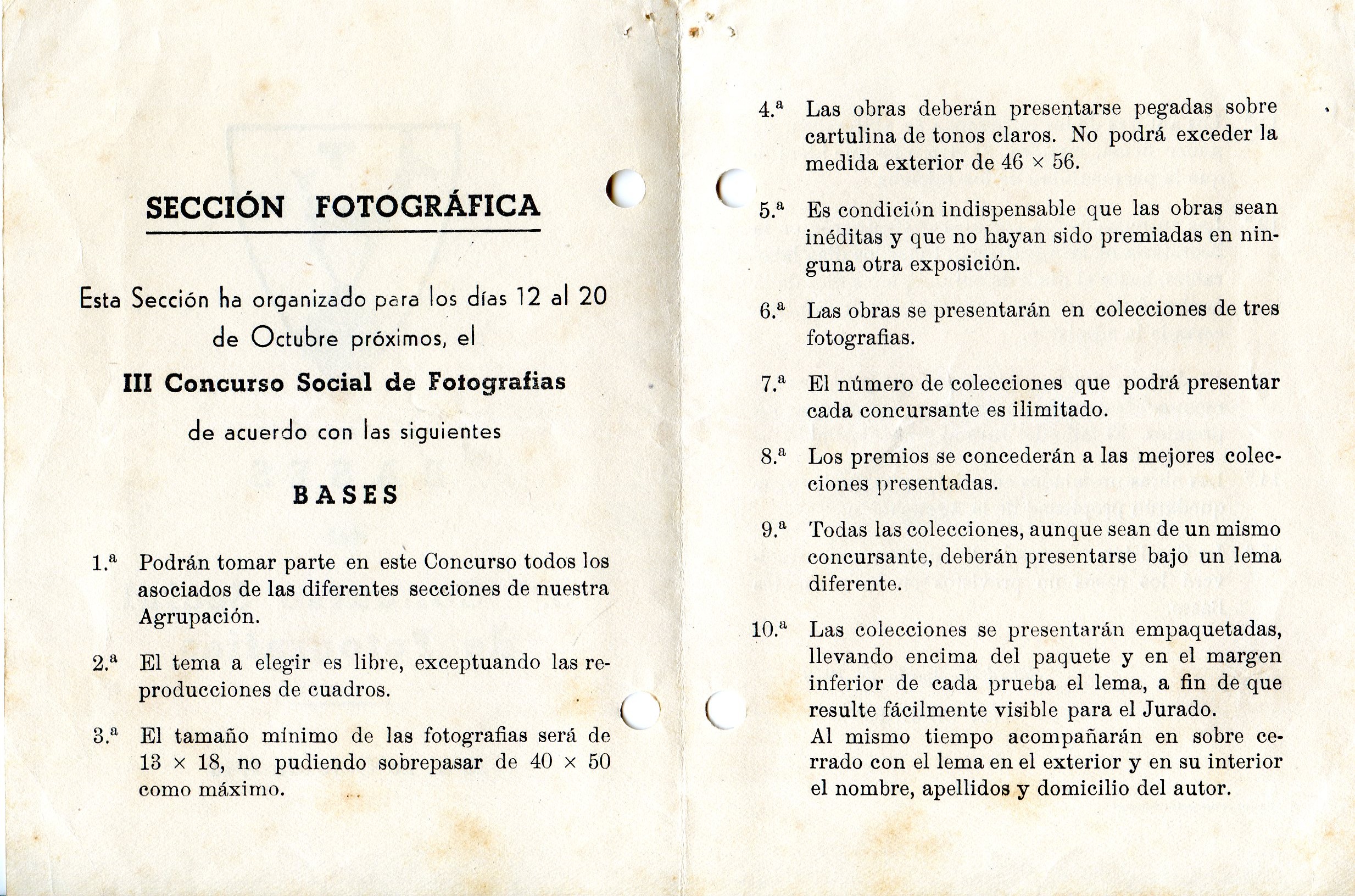 Bases del 3. er Concurso Social de Fotografías : 12 al 20 Octubre 1946 - Miniatura 2